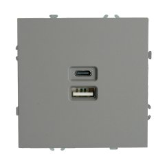 Розетка СП 2-м USB Type C механизм (платиново-серый) soft touch Эмили RST10-5115-10 STEKKER 49957
