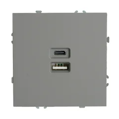Розетка СП 2-м USB Type C механизм (платиново-серый) soft touch Эмили RST10-5115-10 STEKKER 49957