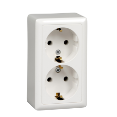 ХИТ О/У РОЗЕТКА двойная с заземлением без шт. ИЗОЛ.ПЛ. 16А, 250В, БЕЛЫЙ. Россия RA1 Systeme Electric