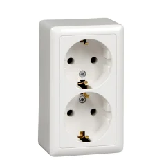 ХИТ О/У РОЗЕТКА двойная с заземлением без шт. ИЗОЛ.ПЛ. 16А, 250В, БЕЛЫЙ. Россия RA1 Systeme Electric