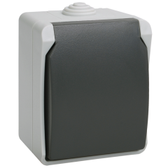 FORS Розетка 1-местная с заземлением для открытой установки 16А IP54 РСб20-3-ФСр серый ERS12-K03 IEK