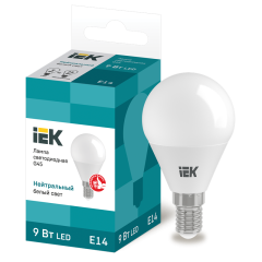 Лампа LED G45 шар 9Вт 230В 4000К E14 IEK LLE-G45-9-230-40-E14