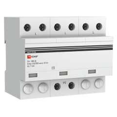 Устройство защиты от импульсных перенапряжений Тип 1 Iimp 25kA (10/350μs) 3P EKF spd-t1-25-3p