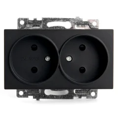 Розетка 2-местная с защитной шторкой (механизм) б/з, 250В, 10А, серия Катрин, GLS10-7113-05, черный 
