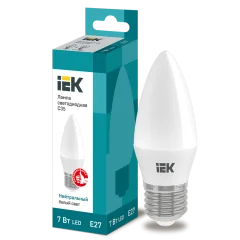 Лампа LED C35 свеча 7Вт 230В 4000К E27 IEK LLE-C35-7-230-40-E27