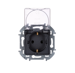 Розетка 2К+З IP 44 с откидной крышкой и шторками - немецкий стандарт - 16 А - 250 В~ - INSPIRIA - ан