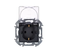 Розетка 2К+З IP 44 с откидной крышкой и шторками - немецкий стандарт - 16 А - 250 В~ - INSPIRIA - ан