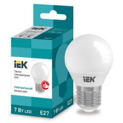 Лампа LED G45 шар 7Вт 230В 4000К E27 IEK LLE-G45-7-230-40-E27