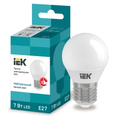 Лампа LED G45 шар 7Вт 230В 4000К E27 IEK LLE-G45-7-230-40-E27