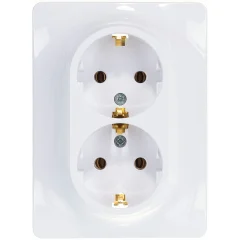 GLOSSA РОЗЕТКА двойная с заземлением, 16А, в сборе, БЕЛЫЙ Systeme Electric GSL000124