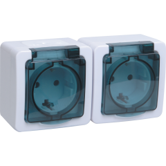 Розетка 2-местная для открытой установки РСб22-3-ГПБд с заземляющим контактом IP54 ГЕРМЕС PLUS (цвет