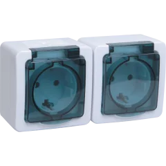 Розетка 2-местная для открытой установки РСб22-3-ГПБд с заземляющим контактом IP54 ГЕРМЕС PLUS (цвет