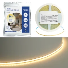 Светодионая лента LS532 COB 320SMD(2110) 10Вт/м 24V 5000*5*1.8 3000K IP20 STEKKER 51844