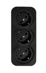 Розетка тройная Quteo с заземлением со шторками чёрный матовый Legrand 782473