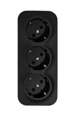 Розетка тройная Quteo с заземлением со шторками чёрный матовый Legrand 782473