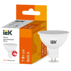 Лампа LED MR16 софит 7Вт 230В 3000К GU5.3 IEK LLE-MR16-7-230-30-GU5