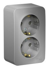 BLANCA О/У РОЗЕТКА двойная с заземл. без штор. ИЗОЛ.ПЛ.,16А, 250В, АЛЮМИНИЙ BLNRA01 Systeme Electric