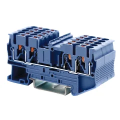 Клемма проходная, зажим push-in, 4 точки подключения, 2.5 кв.мм, синяя DKC VPR-2.5-QUATTRO-BU
