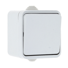 Прага Выключатель 1-клавишный 10А IP44 белый EKF EKV10-021-10-44