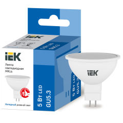 Лампа LED MR16 софит 5Вт 230В 6500К GU5.3 IEK LLE-MR16-5-230-65-GU5
