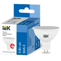 Лампа LED MR16 софит 5Вт 230В 6500К GU5.3 IEK LLE-MR16-5-230-65-GU5