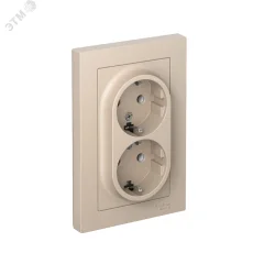 ATLASDESIGN РОЗЕТКА двойная с заземлением, 16А, в сборе, ПЕСОЧНЫЙ Systeme Electric ATN001224