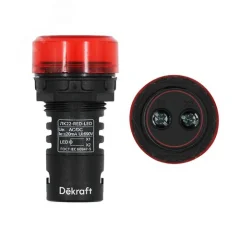 Лампа комм. ADDS D22 LED кр. 220В AC/DC ЛK-22 Dekraft 25119DEK