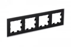 Рамка 4 поста ATLASDESIGN NATURE, черное матовое стекло (пластик) Systeme Electric ATN331004