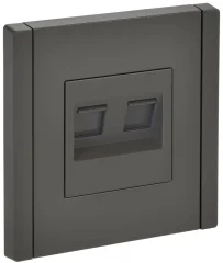 FORTE&PIANO Розетка компьютерная двойная RJ45 кат.5E FP333 серый IEK FP-K20-1-K03