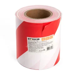 Лента сигнальная, 150мм*100 м,90mic, красный,белый, INTP10-150-100 STEKKER 39915