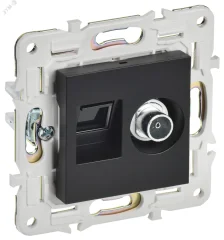 SKANDY Розетка двойная TV+RJ45 кат.6E SK-A15Bl черный IEK SK-AK20-2-K02