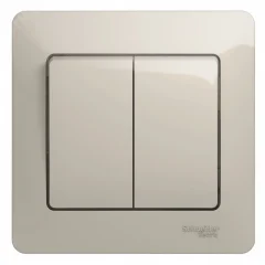 GLOSSA Выключатель двухклавишный в сборе схема 5 молочный Systeme Electric GSL000952