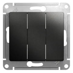 Glossa Антрацит Выключатель 3-клавишный сх.3, 10AX Systeme Electric GSL000731
