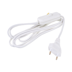 Шнур УШ-1КВ опрессованный с выкл. 2м 2х0,75мм2 белый IEK WUP20-02-K01