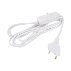 Шнур УШ-1КВ опрессованный с выкл. 2м 2х0,75мм2 белый IEK WUP20-02-K01