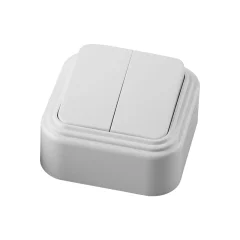 Выключатель двухклавишный открытой установки, 250В, 6А, IP20, белый, PSW06-22-20 (VA5 6-232-Б) STEKK