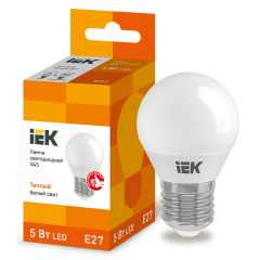 Лампа LED G45 шар 5Вт 230В 3000К E27 IEK LLE-G45-5-230-30-E27