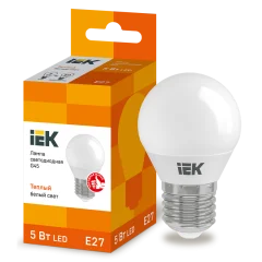 Лампа LED G45 шар 5Вт 230В 3000К E27 IEK LLE-G45-5-230-30-E27