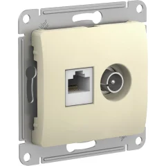 GLOSSA РОЗЕТКА двойная ТВ + компьютерная RJ45, кат. 5Е, механизм, БЕЖЕВЫЙ Systeme Electric GSL000289