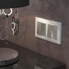Выключатель двухклавишный (cеребряный рифленый) W1120009 Werkel a051355
