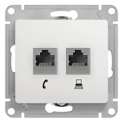 GLOSSA РОЗЕТКА двойная RJ11+RJ45, кат.5Е, механизм, БЕЛЫЙ Systeme Electric GSL000185