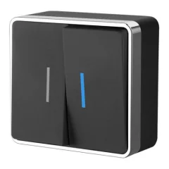 Выключатель двухклавишный с подсветкой Gallant (черный/хром) W5020135/ Werkel a050975