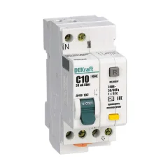 АВДТ 1Р+N 10А 30мА тип AC х-ка С ДИФ-102 нов. 4,5кА DEKraft 16002DEK