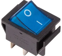 Выключатель клавишный 250V 16А (4с) ON-OFF синий с подсветкой REXANT (10/10/500) Rexant 36-2331
