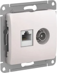 GLOSSA РОЗЕТКА двойная ТВ + компьютерная RJ45, кат. 5Е, ПЕРЛАМУТР Systeme Electric GSL000689
