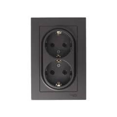 ATLASDESIGN РОЗЕТКА двойная с заземлением, 16А, в сборе, МОККО Systeme Electric ATN000624