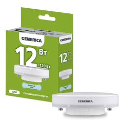 Лампа LED T80 таблетка 12Вт 230В 6500К GX53 GENERICA LL-T80-12-230-65-GX53-G