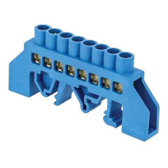 Шина "0" N (8х12мм) 8 отверстий латунь синий нейлоновый корпус комбинированный PROxima sn0-125-8 EKF