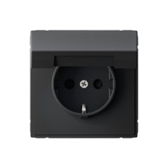 ARTGALLERY РОЗЕТКА с заземл. со шторк. с крышк., 16А, IP20, механизм, быстрозажим. клем., КАРБОН Sys