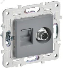 SKANDY Розетка двойная TV+RJ45 кат.5E SK-A14Gr серый IEK SK-AK20-1-K03